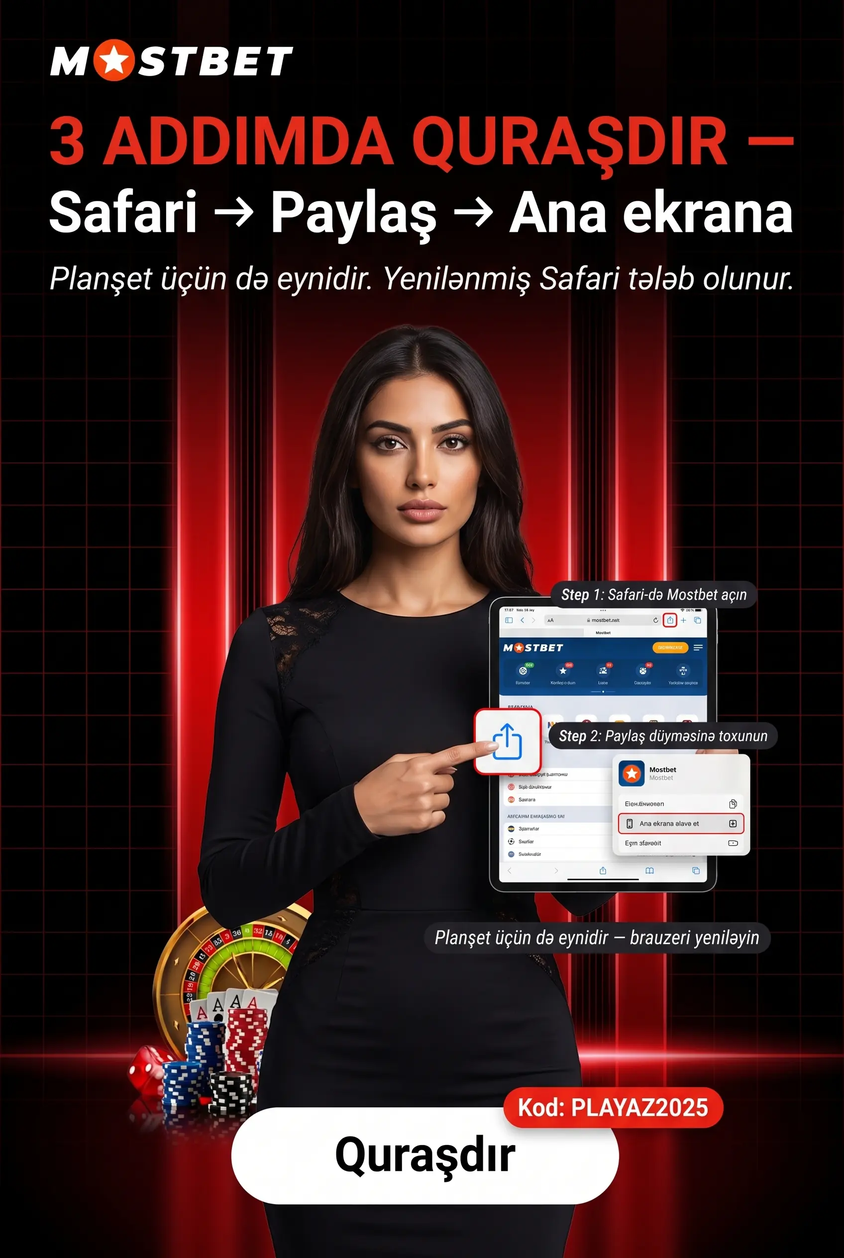 iOS-da Paylaş menyusu ilə Mostbet qısayolunun əlavə edilməsi