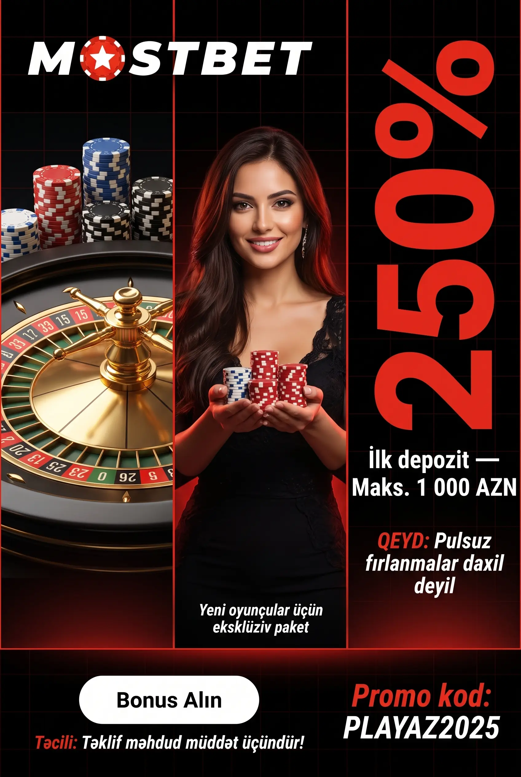Xoş gəlmisiniz bonusu və 250% depozit paketi
